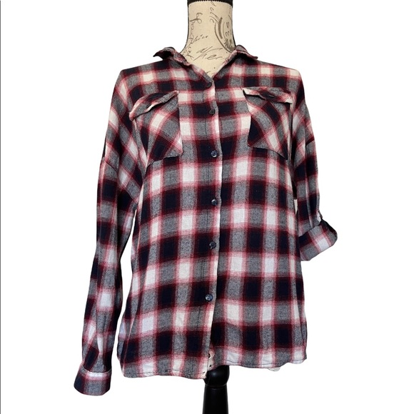 Passport Button Down Sherpa Lined Plaid Shirt Size Large - Picture 5 of 9
